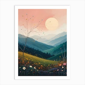 Sunset At The Mountains Art Print