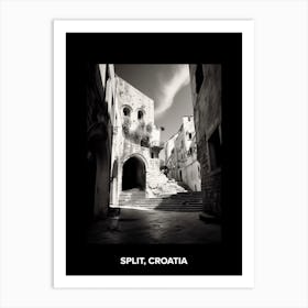 Poster Of Split, Croatia, Mediterranean Black And White Photography Analogue 4 Art Print