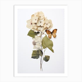 Pressed Flower Botanical Art Hydrangea 3 Art Print