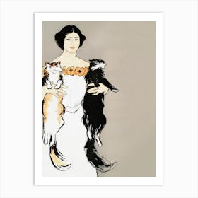 Cat Lady Vintage Art Art Print