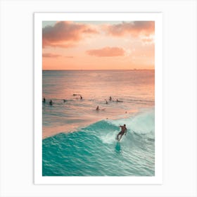 Sunset Surfers Art Print