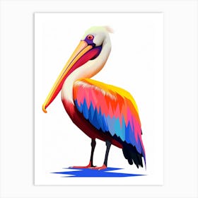 Colourful Geometric Bird Pelican 1 Art Print