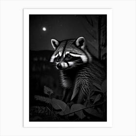 Racoon With The Moon Art Print