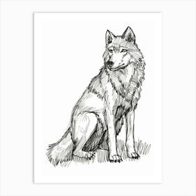 B&W Timber Wolf Art Print