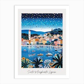 Poster Of Santa Margherita Ligure, Italy, Illustration In The Style Of Pop Art 2 Art Print