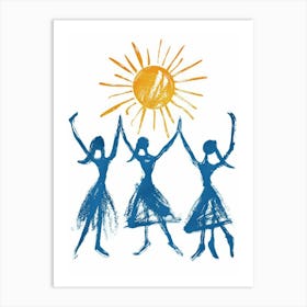 Three Girls Dancing In The Sun Art Print