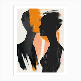 Silhouette Of A Couple Art Print