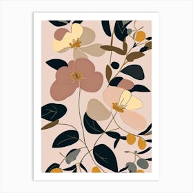 California Wild Rose Wildflower Modern Muted Colours 2 Art Print