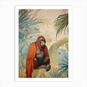 Orangutan 2 Tropical Animal Portrait Art Print