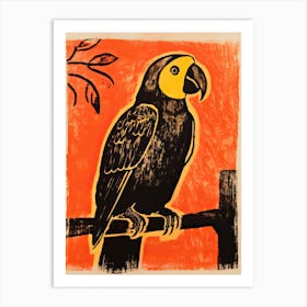 Parrot, Woodblock Animal  Drawing 4 Art Print