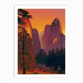 Yosemite Natural Park At Sunset Art Print