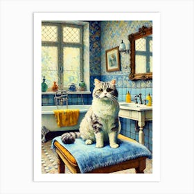 Cat In Bathroom Poster