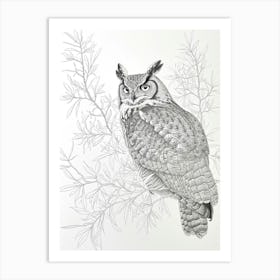 Verreauxs Eagle Owl Drawing 3 Art Print
