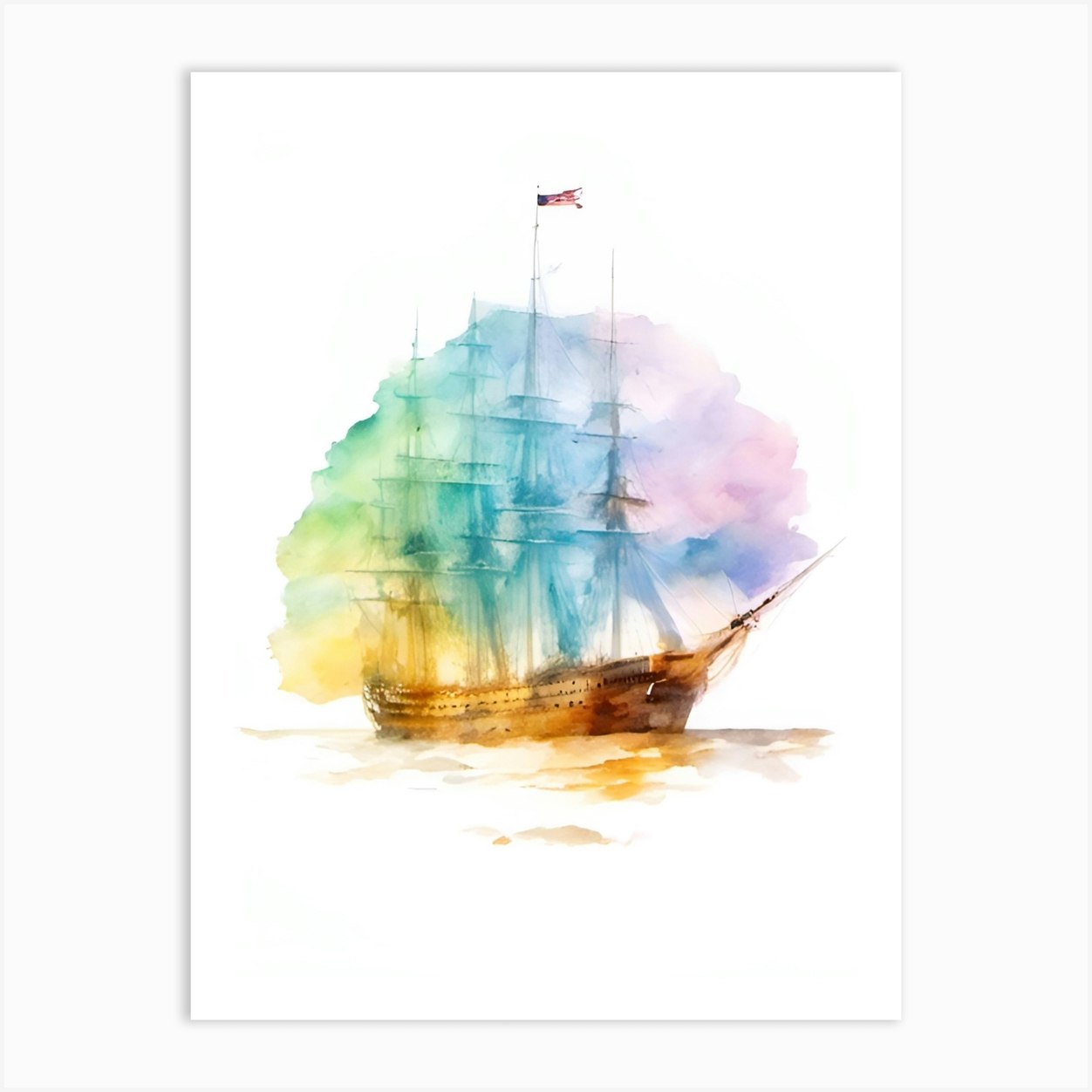 Premium AI Image  Design ship watercolor painting iridescent