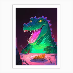 Alligator At The Table 2 Art Print