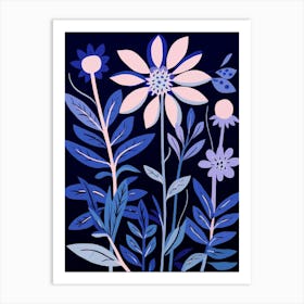 Blue Flower Illustration Edelweiss 4 Art Print