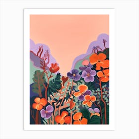 Boho Wildflower Painting Violets Viola 2 Art Print
