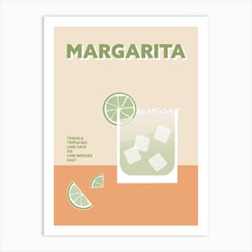 Margarita Cocktail Yellow Colourful Kitchen Bar Wall Art Print