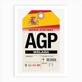 Málaga (AGP) Spain Vintage Airline Luggage Tag Art Print