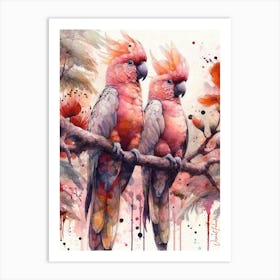 A Pair Of Salmon Crested Cockatoos 2 Art Print