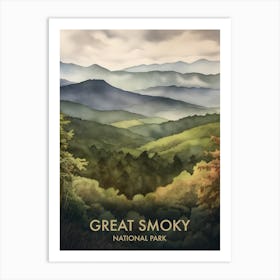 Great Smoky National Park Watercolour Vintage Travel Poster 1 Art Print