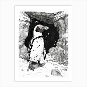 African Penguin Exploring Underwater Caves 2 Art Print