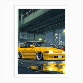 Yellow Honda Civic Art Print