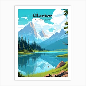 Glacier National Park Montana Nature Modern Travel Art Art Print