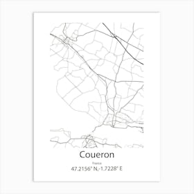 Coueron,France Minimalist Map Art Print