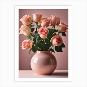 A Vase Of Pink Roses 30 Art Print