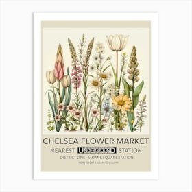 Chelsea Flower Market 3 Vintage Underground Travel Poster Art Print