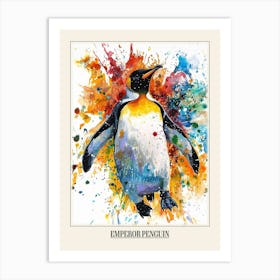 Emperor Penguin Colourful Watercolour 4 Poster Art Print