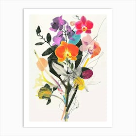 Orchid 2 Collage Flower Bouquet Art Print