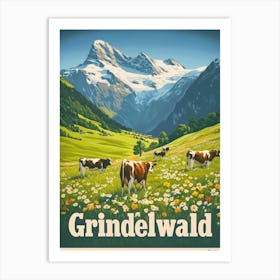 Aihrgdesign A Classic 1960s Travel Poster For Grindelwald 2 Art Print