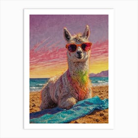 Llama On The Beach 1 Art Print