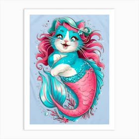 Mermaid Cat 2 Art Print