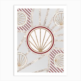Geometric Abstract Glyph in Festive Gold Silver and Red n.0021 Art Print