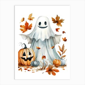 Ghost With Pumpkins Art Print