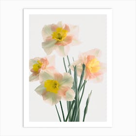 Bunch Of Daffodils Flowers Acrylic Painting In Pastel Colours 8 Art Print