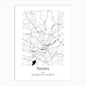 Nantes,France Minimalist Map Art Print