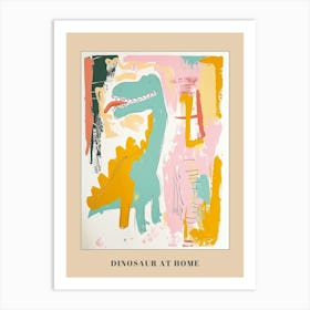 Pastel Dinosaur In The House Painting Poster Art Print