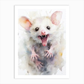Light Watercolor Painting Of A Hissing Possum 2 Art Print