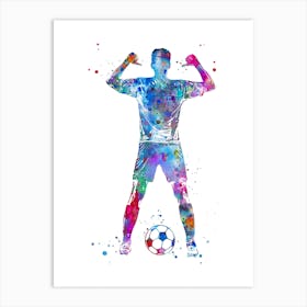 Soccer Player - Watercolor Painting Art Print