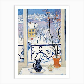 The Windowsill Of Sapporo   Japan Snow Inspired By Matisse 1 Art Print