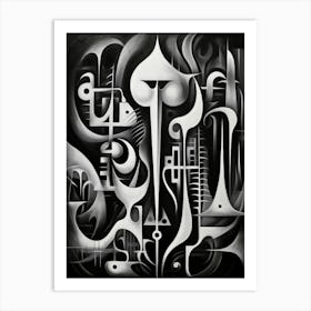 Symbiosis Abstract Black And White 1 Art Print