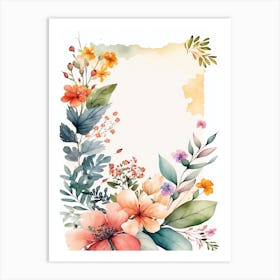 Watercolor Floral Frame Art Print