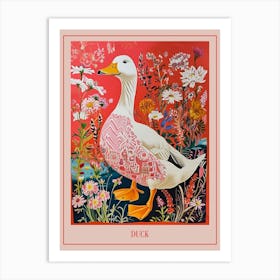 Floral Animal Painting Duck 2 Poster Art Print