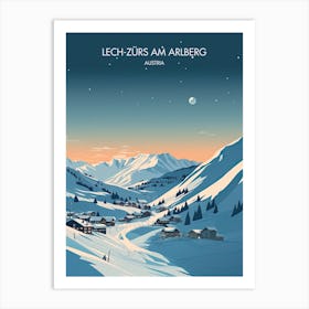 Poster Of Lech Zurs Am Arlberg   Austria, Ski Resort Illustration 2 Art Print