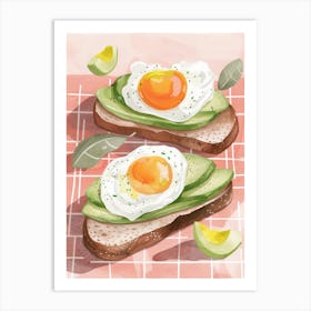 Pink Breakfast Food Poached Eggs 1 Art Print