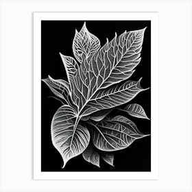 Tulsi Leaf Linocut 2 Art Print